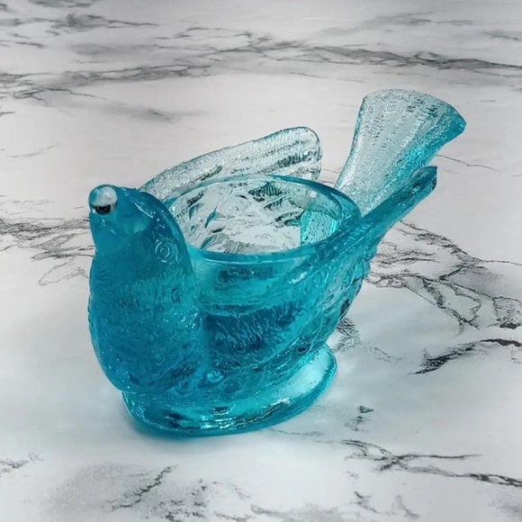 Degenhart Glass Bird & Berry Trinket Paperweight Open Salt Vtg - Picture 3 of 10